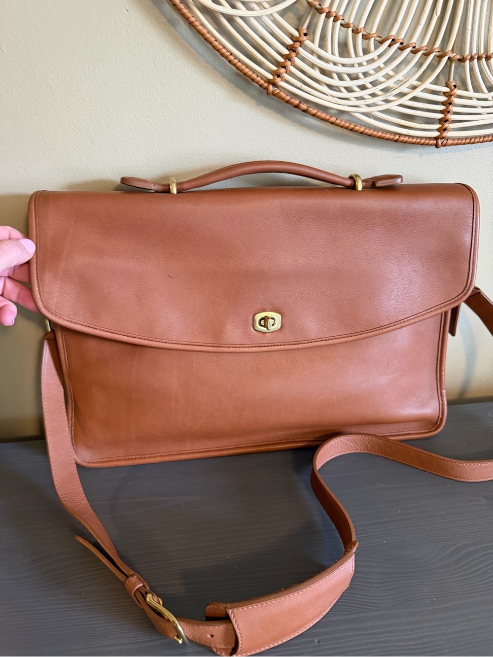 Coach Lexington Men’s Leather Briefcase 5265 in Cognac Brown - Picture 3 of 15